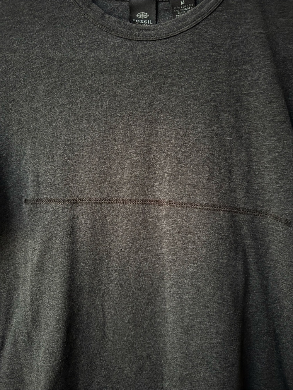 🏷️ 𝐹𝑜𝑠𝑠𝑖𝑙 𝑀𝑒𝑛’𝑠 𝐶ℎ𝑎𝑟𝑐𝑜𝑎𝑙 𝐺𝑟𝑒𝑦 𝐶𝑟𝑒𝑤𝑛𝑒𝑐𝑘 𝑇𝑒𝑒 Size Medium - Picture 2 of 8